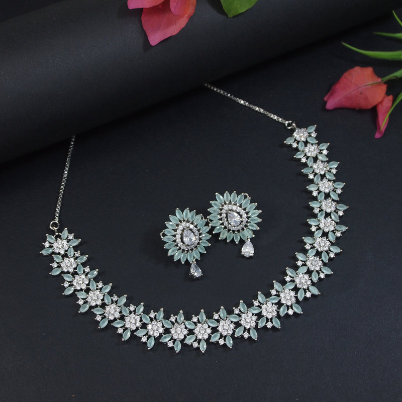 Norah Rhodium Mint Jewellery Set