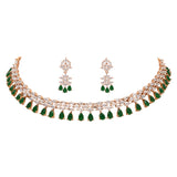 Amayah Rose Gold Green Jewellery Set