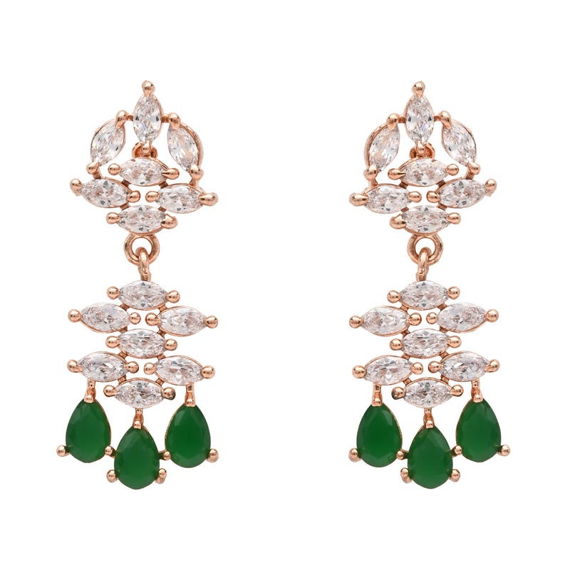 Amayah Rose Gold Green Jewellery Set