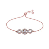 (Pack of 2) Rose Gold & Silver Plated Cubic Zirconia Adjustable Bracelet