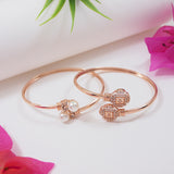 (Pack of 2) Rose Gold Cubic Zirconia Adjustable Bracelet