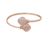 (Pack of 2) Rose Gold Cubic Zirconia Adjustable Bracelet