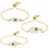 (Pack of 3) Evil Eye, Elephant  & Hamsa Shape Enamel Bracelet