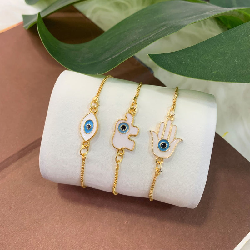 (Pack of 3) Evil Eye, Elephant  & Hamsa Shape Enamel Bracelet