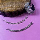 Silver Oxidised Earchain And Kada Gift Set