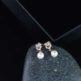 (Pack of 3) Rose Gold Cubic Zirconia Stud Earrings