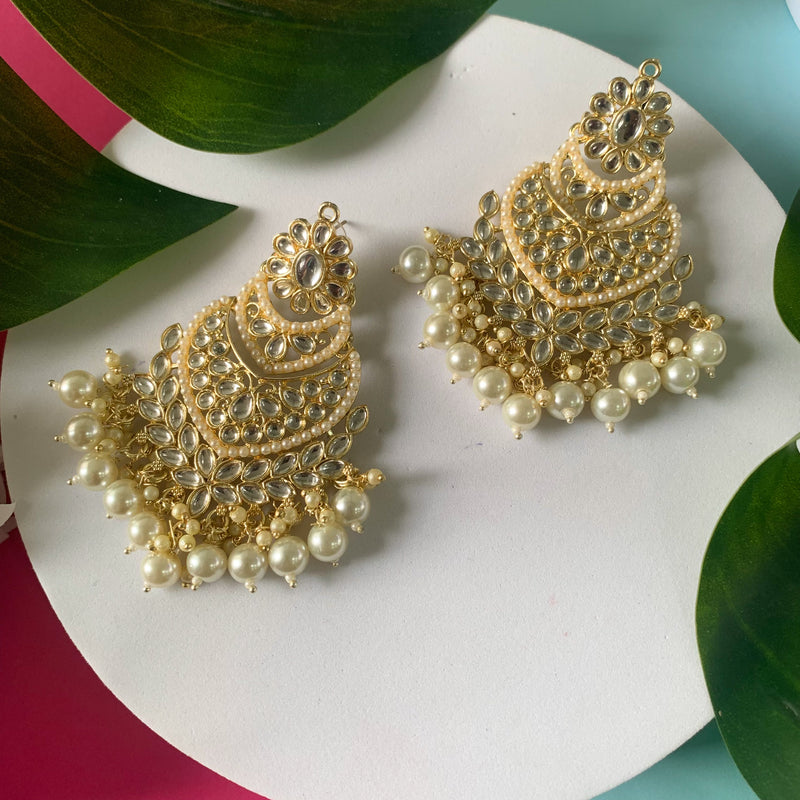 " SANJH " White Earrings