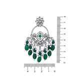 Jeel Rhodium Green Earrings