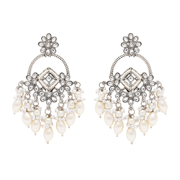 Jeel Silver White Earrings