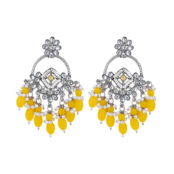 Jeel Rhodium Yellow Earrings