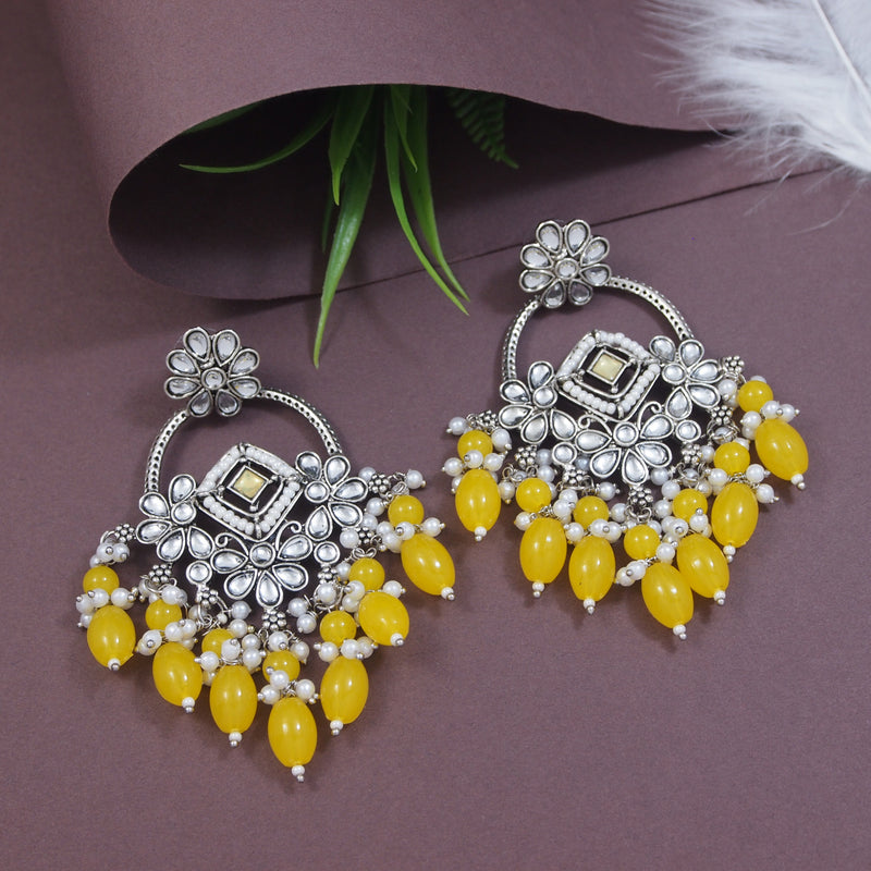 Jeel Rhodium Yellow Earrings