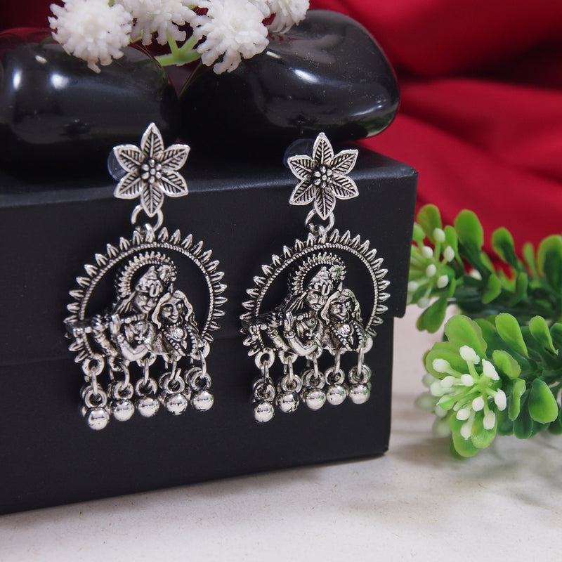 Radha Krishna Oxidised Earrings