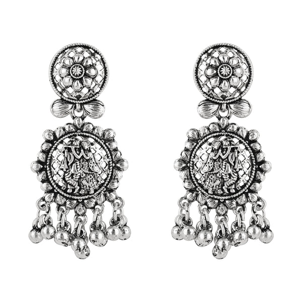 Radha Krishna Oxidised Earrings