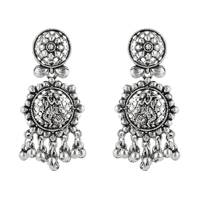 Radha Krishna Oxidised Earrings