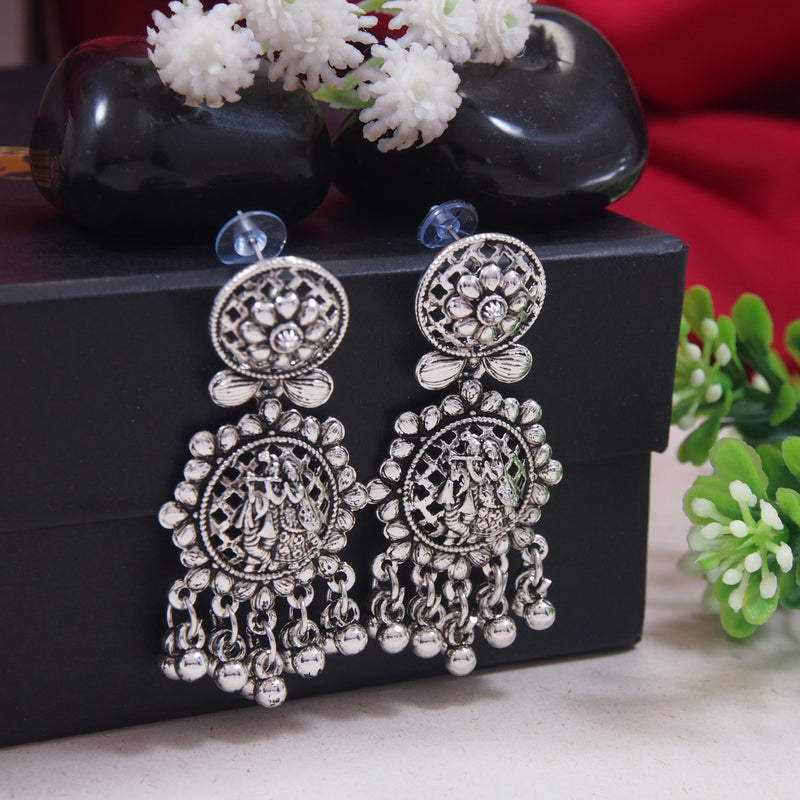 Radha Krishna Oxidised Earrings