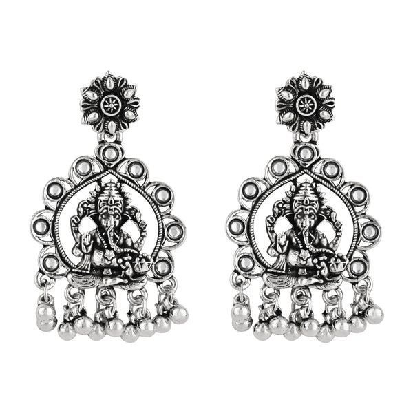 Lord Ganesha Oxidised Earrings