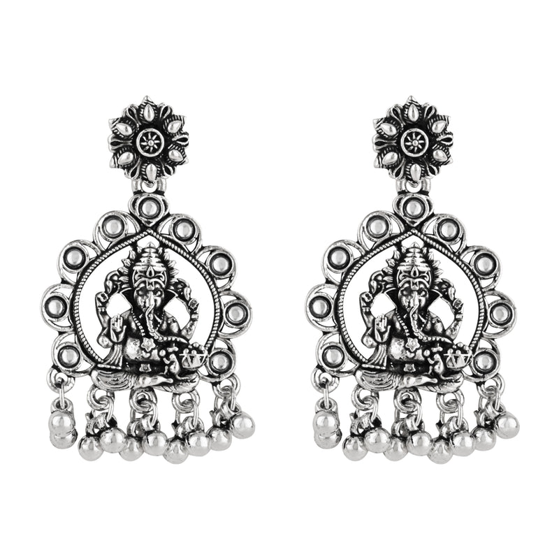 Lord Ganesha Oxidised Earrings