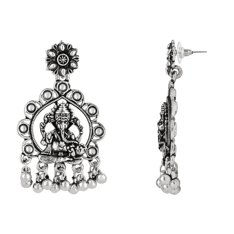 Lord Ganesha Oxidised Earrings