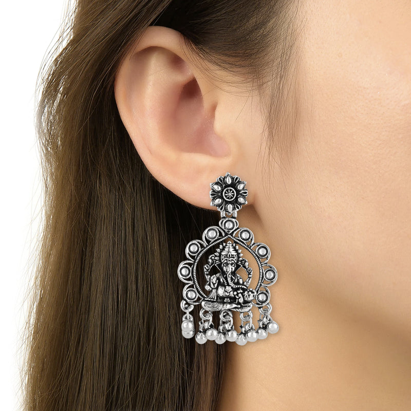 Lord Ganesha Oxidised Earrings