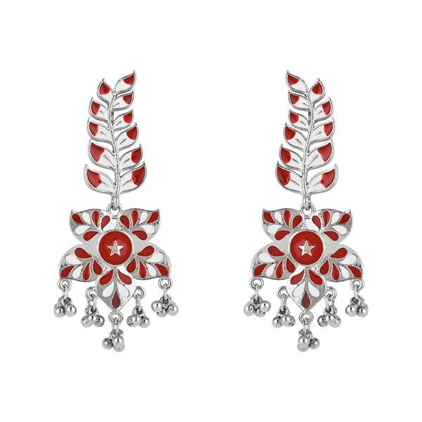 Somya Red Oxidised Earrings