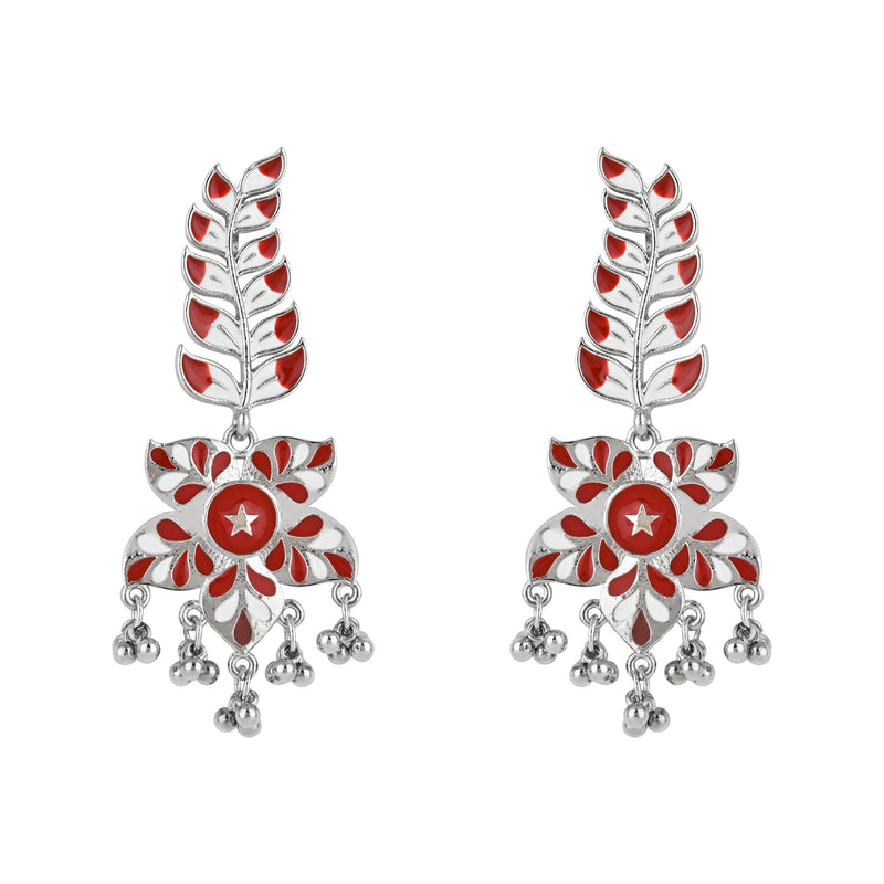 Somya Red Oxidised Earrings