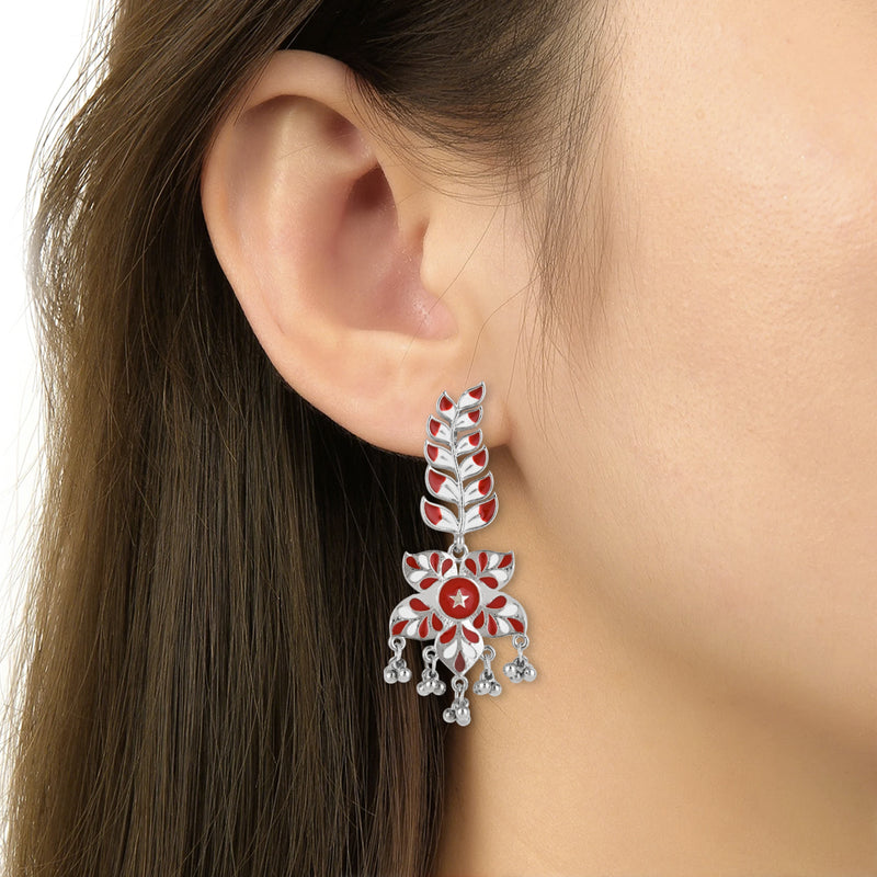 Somya Red Oxidised Earrings