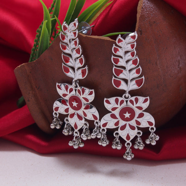 Somya Red Oxidised Earrings