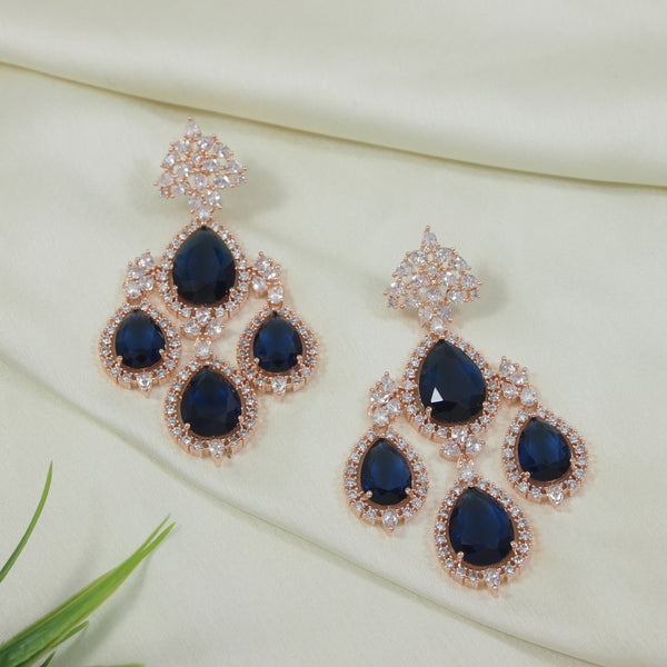 Shyla RoseGold Blue Earrings