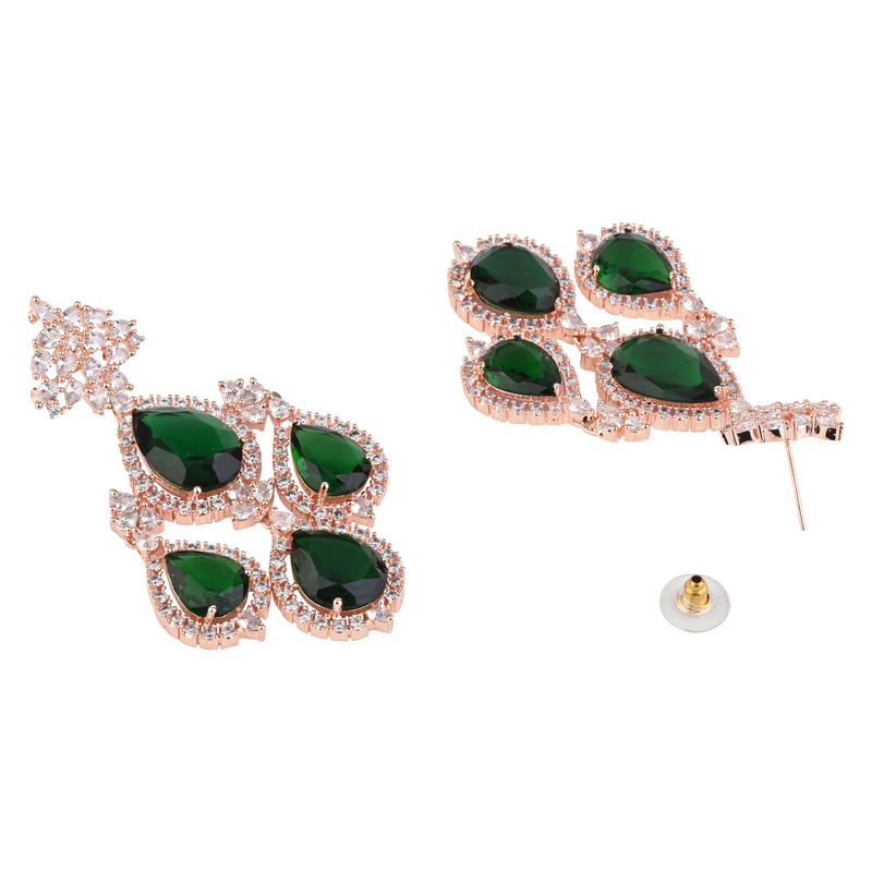 Shyla RoseGold Emerald Earrings