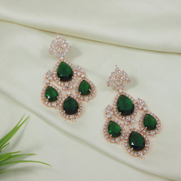 Shyla RoseGold Emerald Earrings