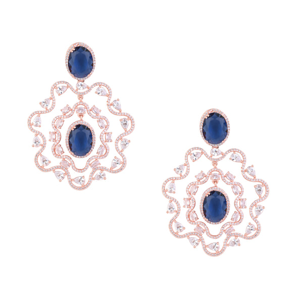 Nathalia Rosegold Blue Earrings