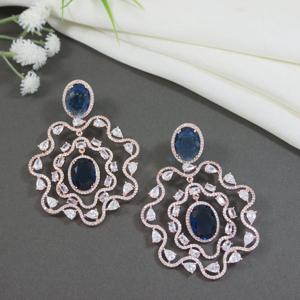 Nathalia Rosegold Blue Earrings