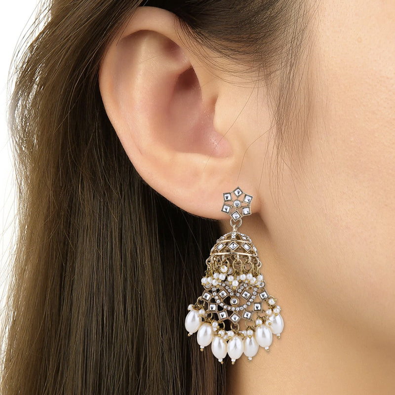 Ambika White Earrings