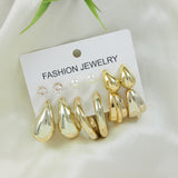 (Pack Of 6) Elegant Gold-Toned Earrings Combo Set