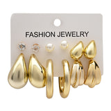 (Pack Of 6) Elegant Gold-Toned Earrings Combo Set