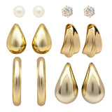 (Pack Of 6) Elegant Gold-Toned Earrings Combo Set