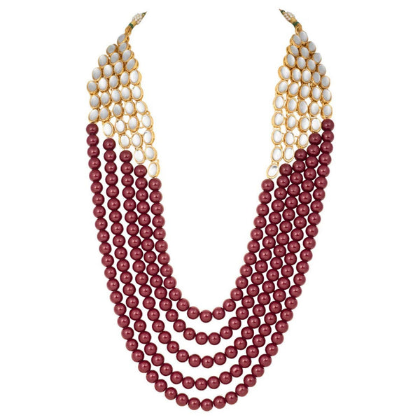 Gajanan Maroon Pearl & Kundan Mala