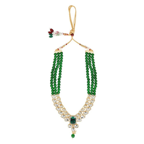 Ganapati Green Pearl & Kundan Mala