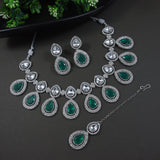 Hamsika Rhodium Green Choker Set