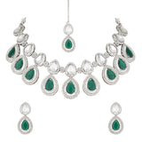 Hamsika Rhodium Green Choker Set