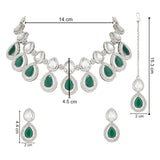 Hamsika Rhodium Green Choker Set