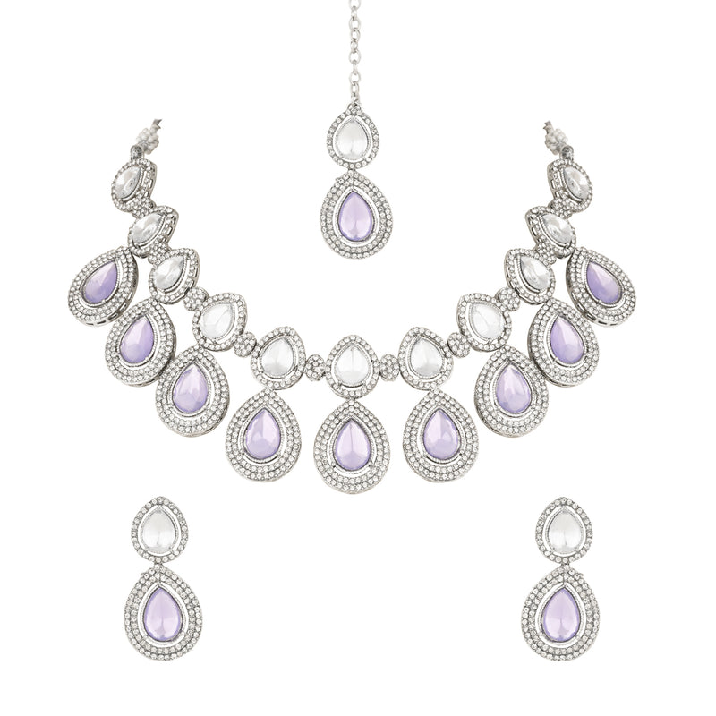 Hamsika Rhodium Purple Choker Set