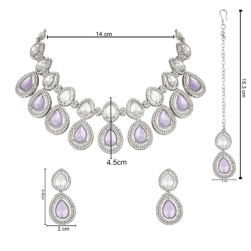 Hamsika Rhodium Purple Choker Set