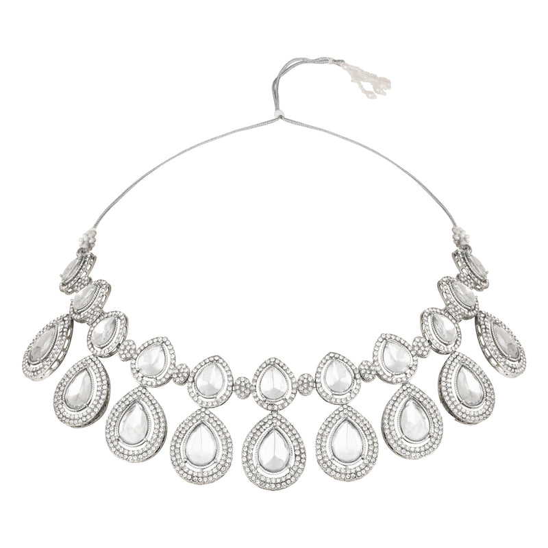 Hamsika Rhodium white Choker Set