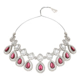 Hamsika Rhodium Wine Choker Set