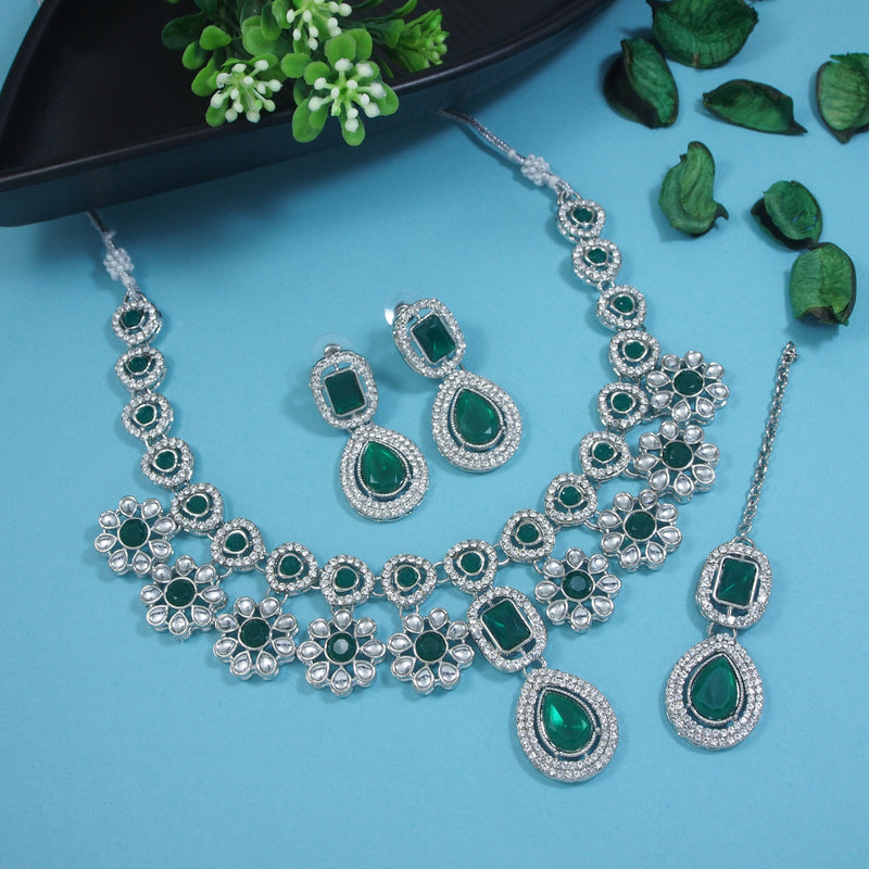 Sudiksha Silver Green Necklace set