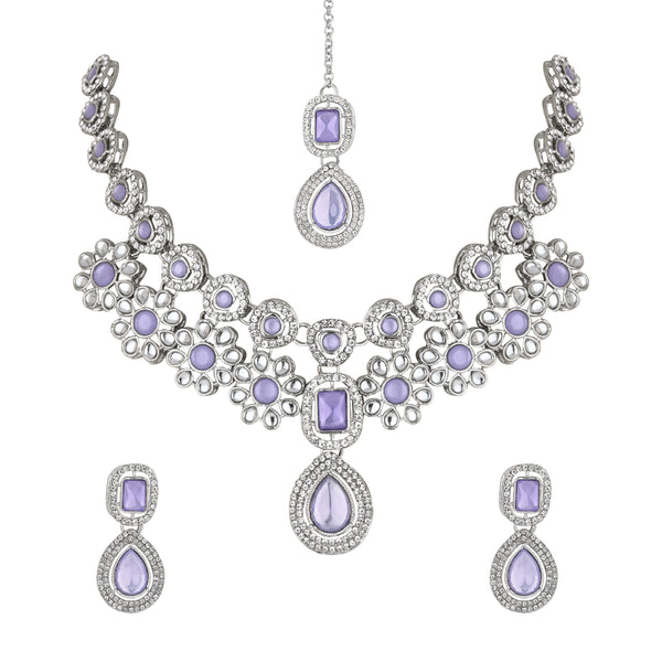 Sudiksha Silver Purple Necklace set