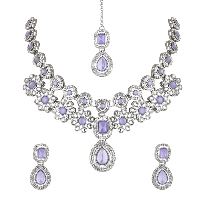 Sudiksha Silver Purple Necklace set