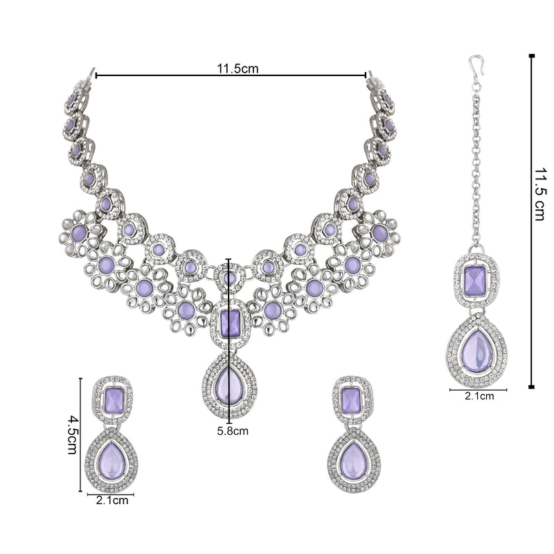 Sudiksha Silver Purple Necklace set