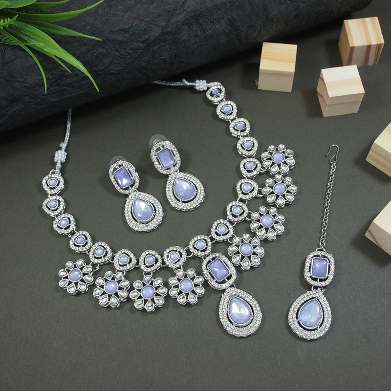 Sudiksha Silver Purple Necklace set